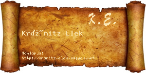 Kránitz Elek névjegykártya